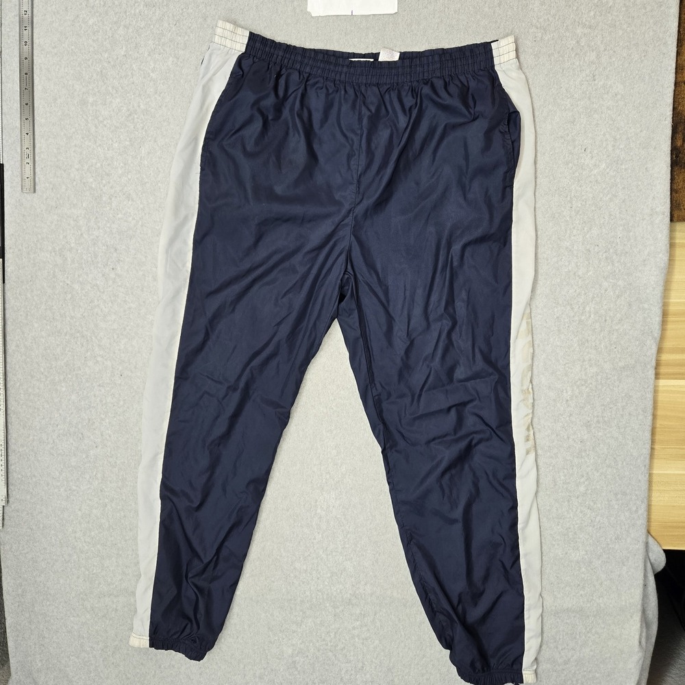 VINTAGE Reebok Men Activewear Pants XL Navy Track Lined Colorblock Logo 90s